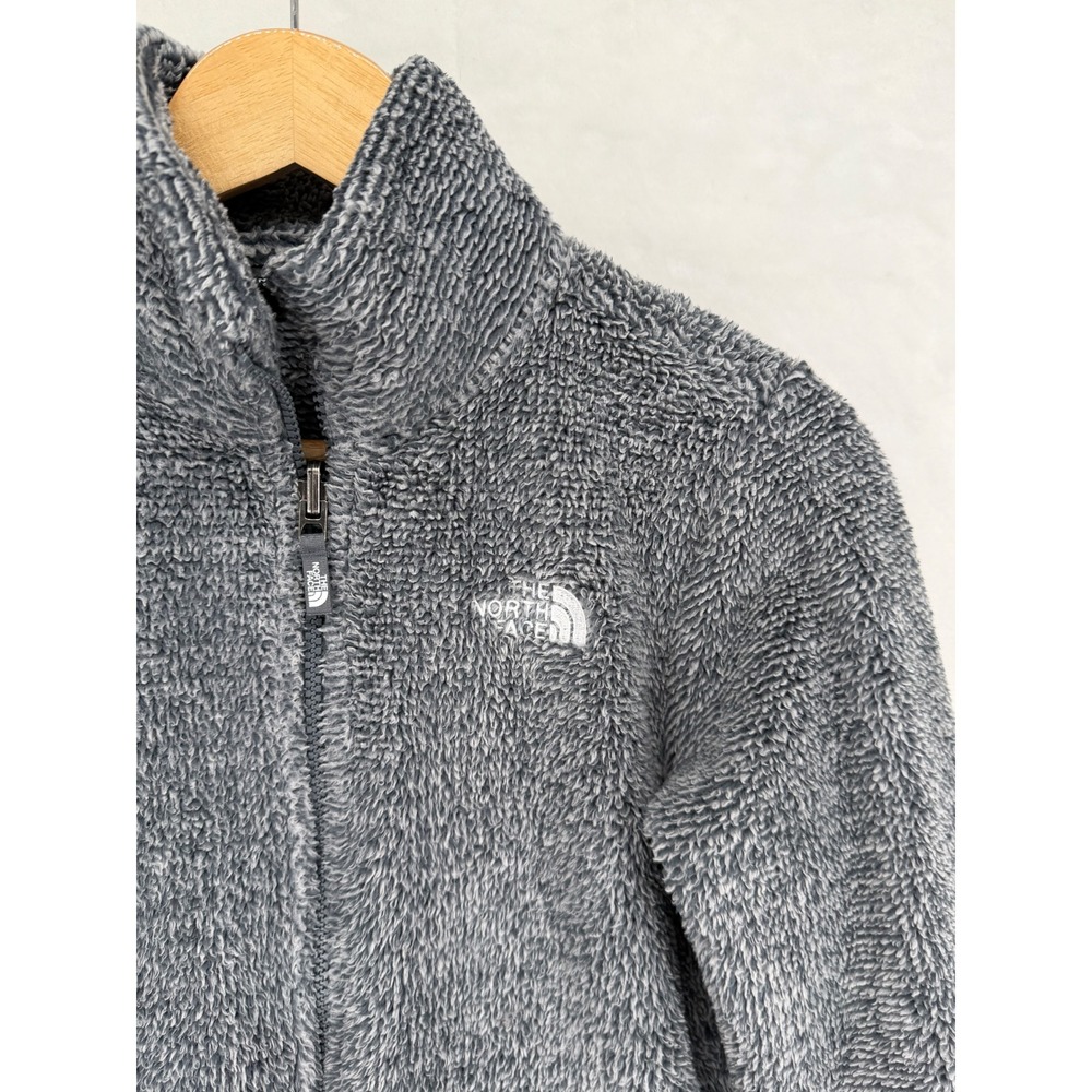 The North Face Girls Osito Fleece Jacket Grey Full Zip Mock Neck Size S 7/8